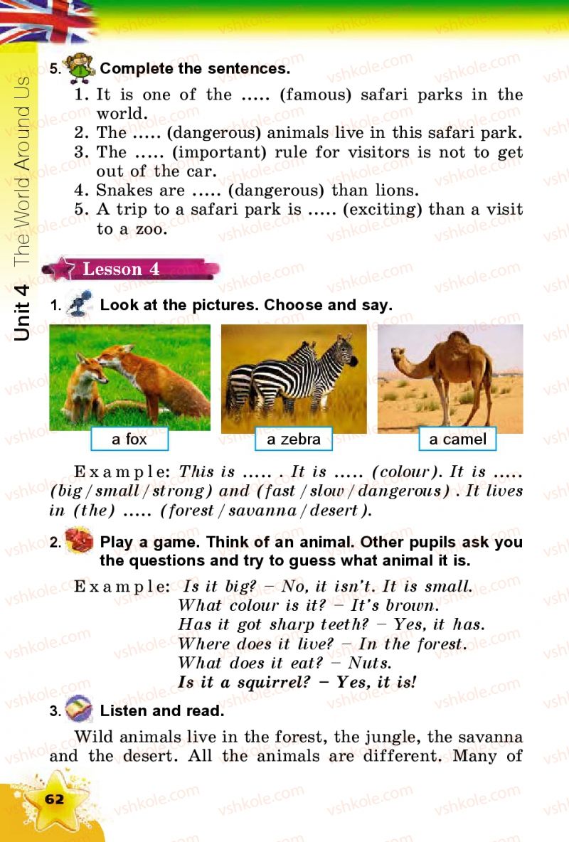 Страница 62 | Підручник Англiйська мова 4 клас А.М. Несвіт 2015