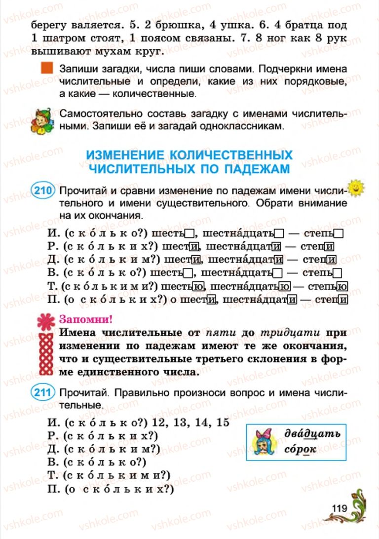 Страница 119 | Підручник Русский язык 4 клас Э.С. Сильнова, Н.Г. Каневская, В.Ф. Олейник 2015