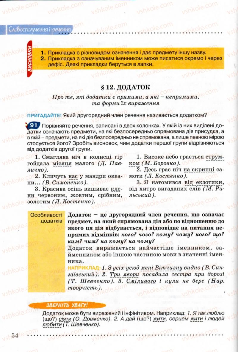 Страница 54 | Підручник Українська мова 8 клас В.В. Заболотний, О.В. Заболотний 2008