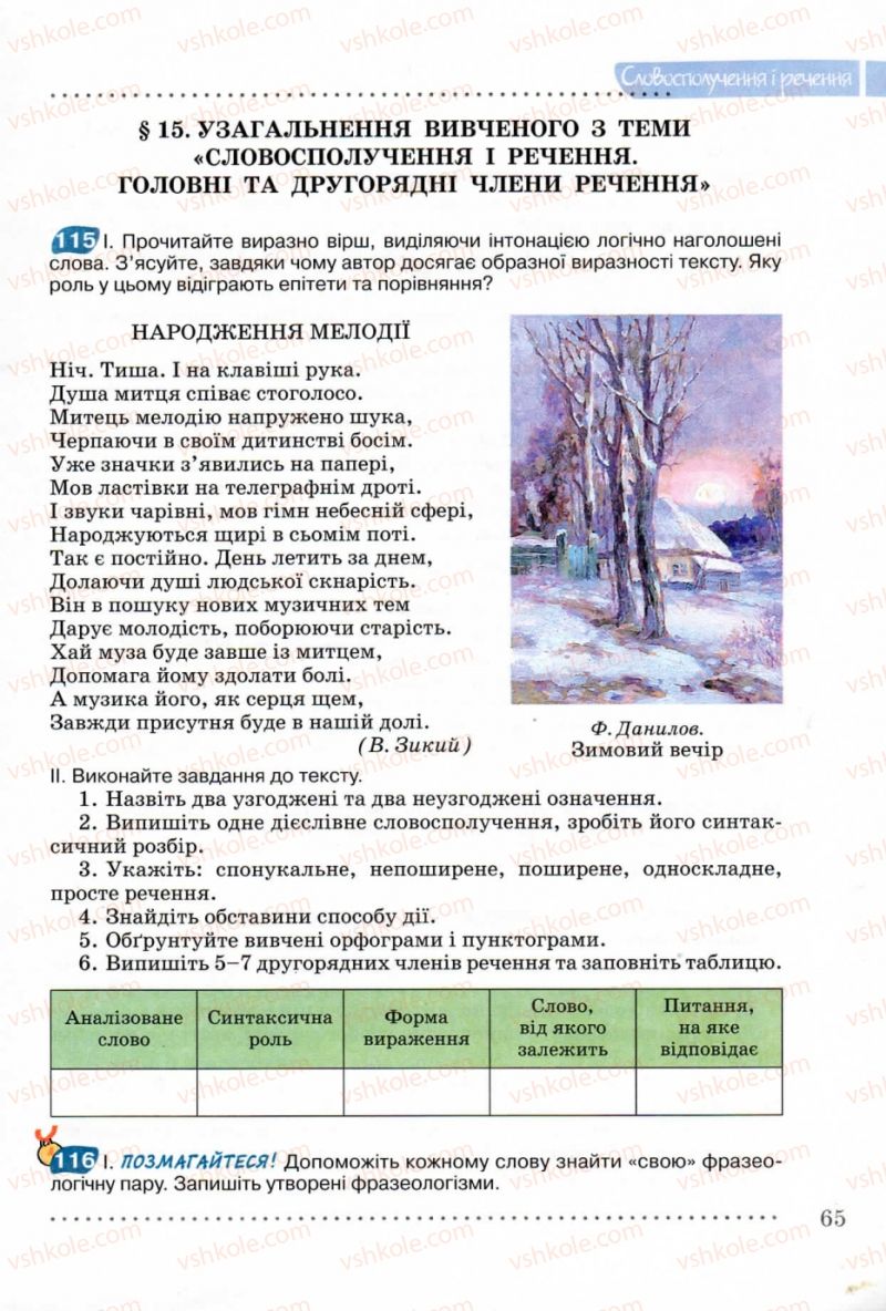 Страница 65 | Підручник Українська мова 8 клас В.В. Заболотний, О.В. Заболотний 2008