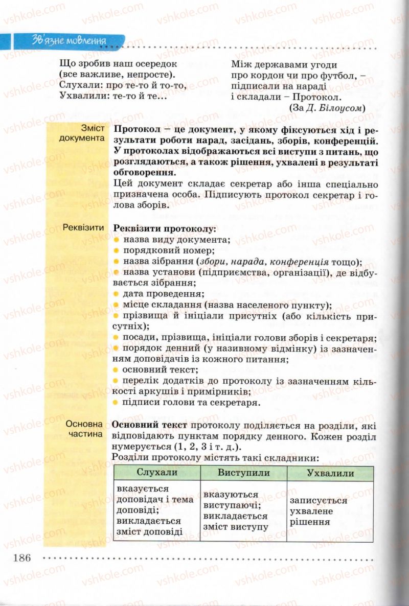 Страница 186 | Підручник Українська мова 8 клас В.В. Заболотний, О.В. Заболотний 2008