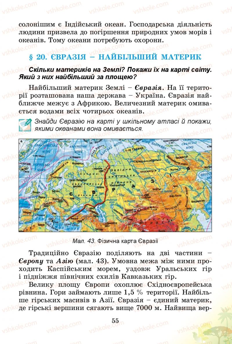 Страница 55 | Підручник Природознавство 4 клас Т.Г. Гільберг, Т.В. Сак 2015