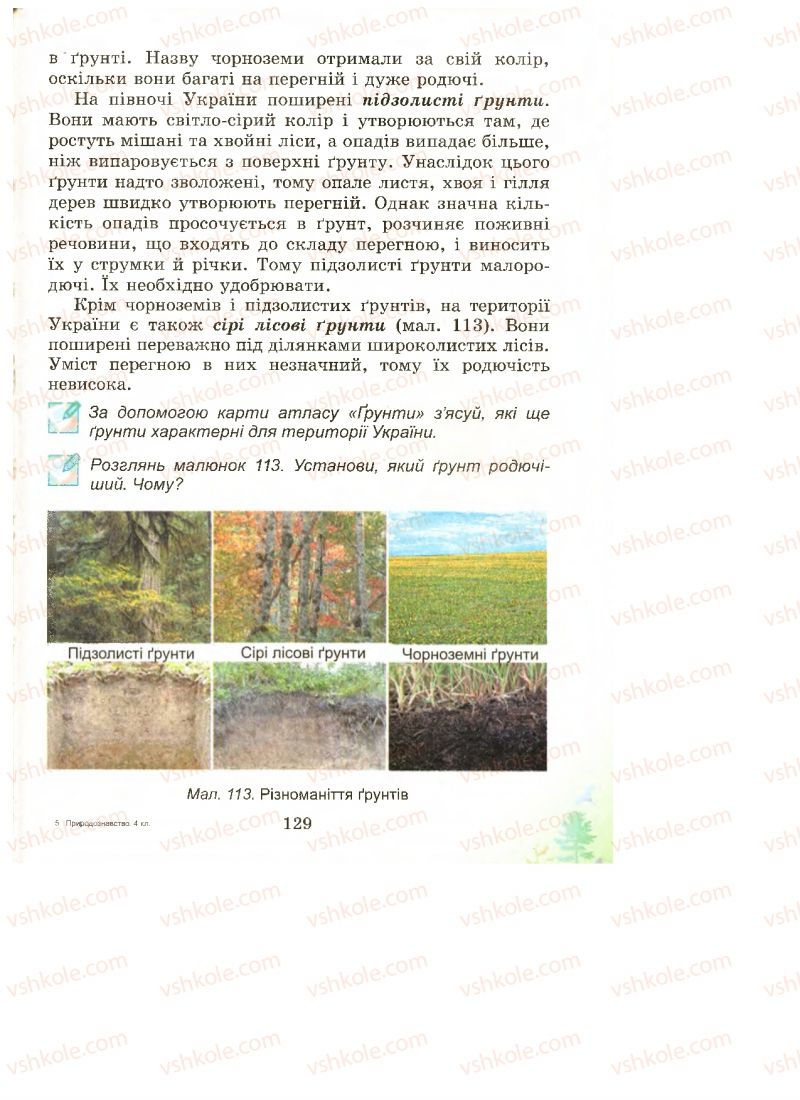 Страница 129 | Підручник Природознавство 4 клас Т.Г. Гільберг, Т.В. Сак 2015
