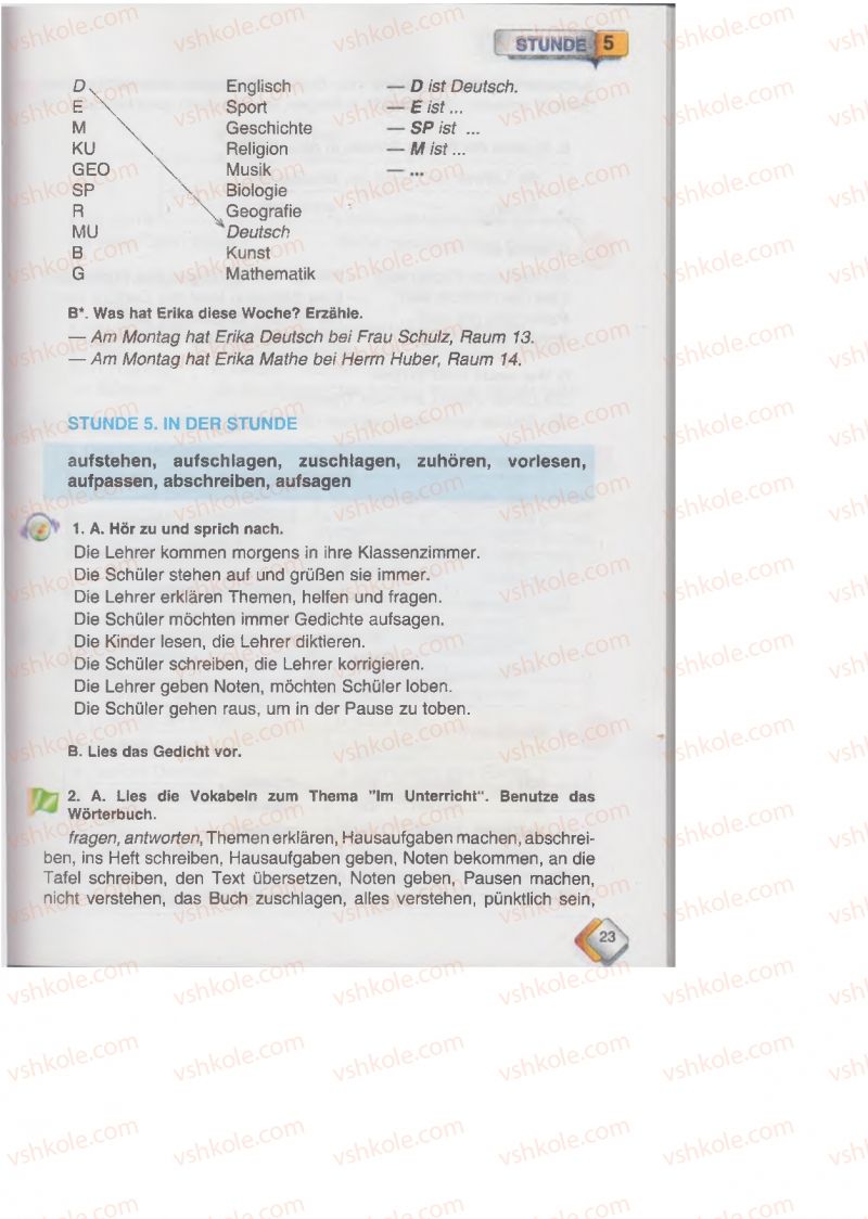 Страница 23 | Підручник Німецька мова 6 клас М.М. Сидоренко, О.А. Палій 2014 2 рік навчання