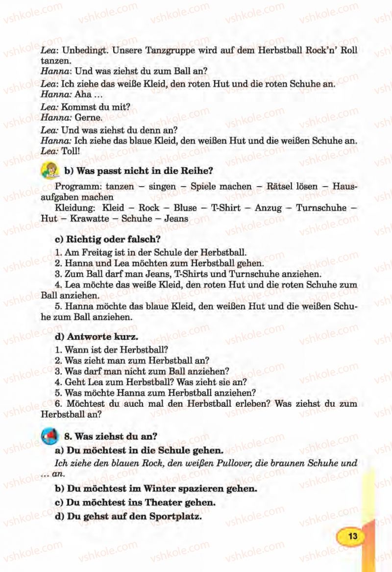Страница 13 | Підручник Німецька мова 6 клас Л.В. Горбач, Г.Ю. Трінька 2014
