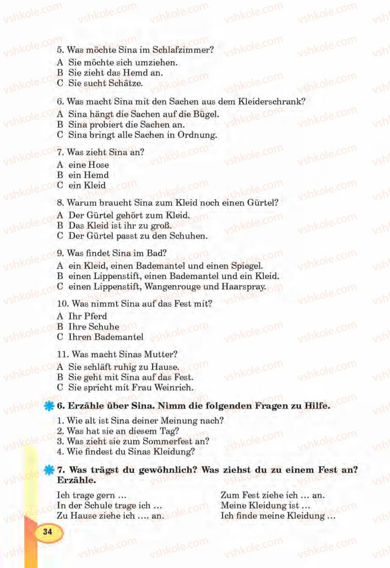 Страница 34 | Підручник Німецька мова 6 клас Л.В. Горбач, Г.Ю. Трінька 2014