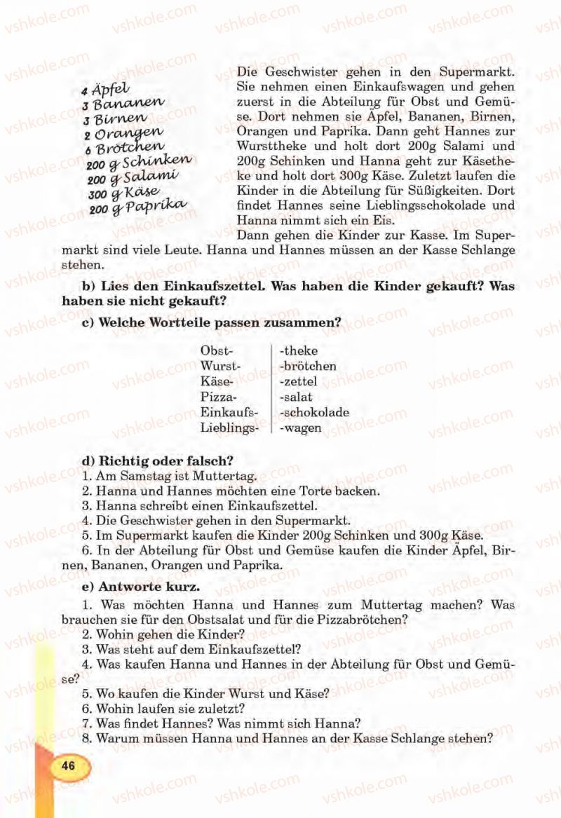 Страница 46 | Підручник Німецька мова 6 клас Л.В. Горбач, Г.Ю. Трінька 2014