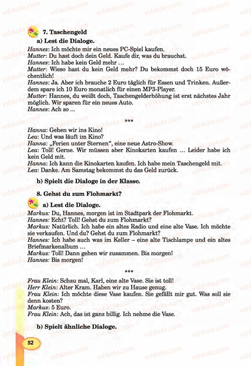 Страница 52 | Підручник Німецька мова 6 клас Л.В. Горбач, Г.Ю. Трінька 2014