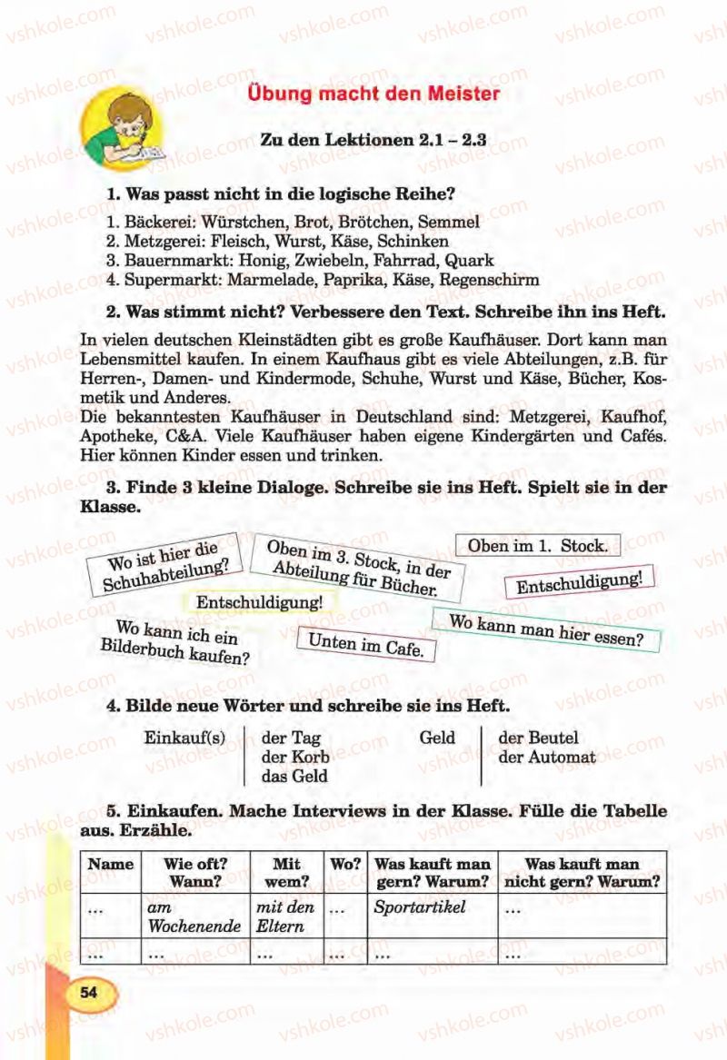 Страница 54 | Підручник Німецька мова 6 клас Л.В. Горбач, Г.Ю. Трінька 2014