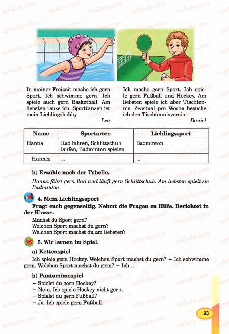 Страница 93 | Підручник Німецька мова 6 клас Л.В. Горбач, Г.Ю. Трінька 2014