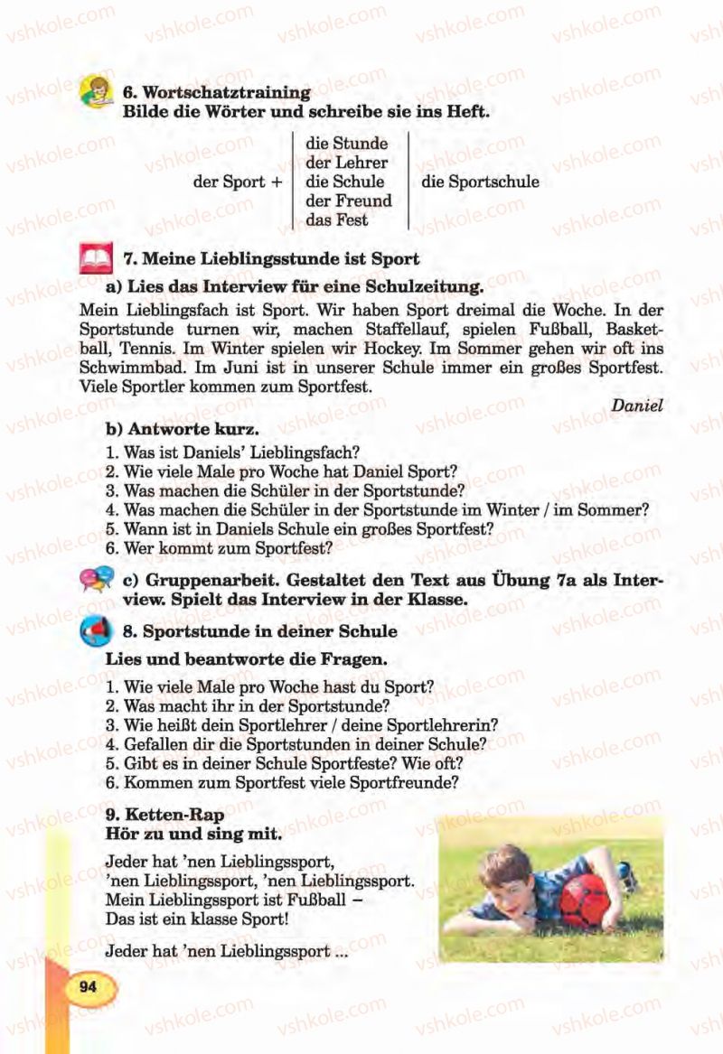 Страница 94 | Підручник Німецька мова 6 клас Л.В. Горбач, Г.Ю. Трінька 2014