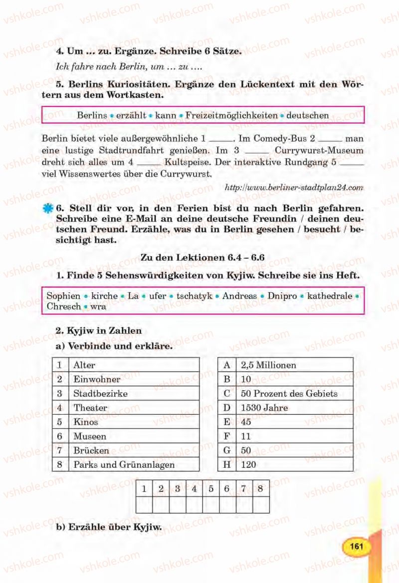 Страница 161 | Підручник Німецька мова 6 клас Л.В. Горбач, Г.Ю. Трінька 2014