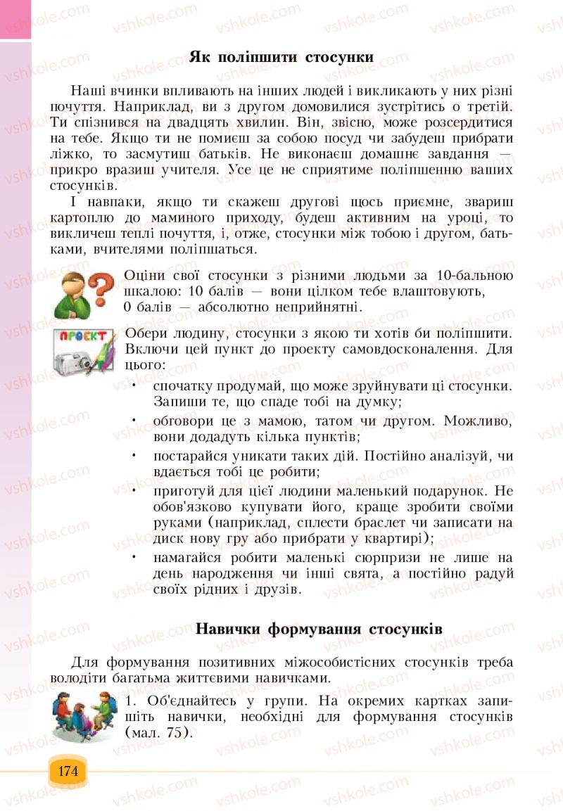 Страница 174 | Підручник Основи здоров'я 6 клас Т.В. Воронцова, В.С. Пономаренко 2006