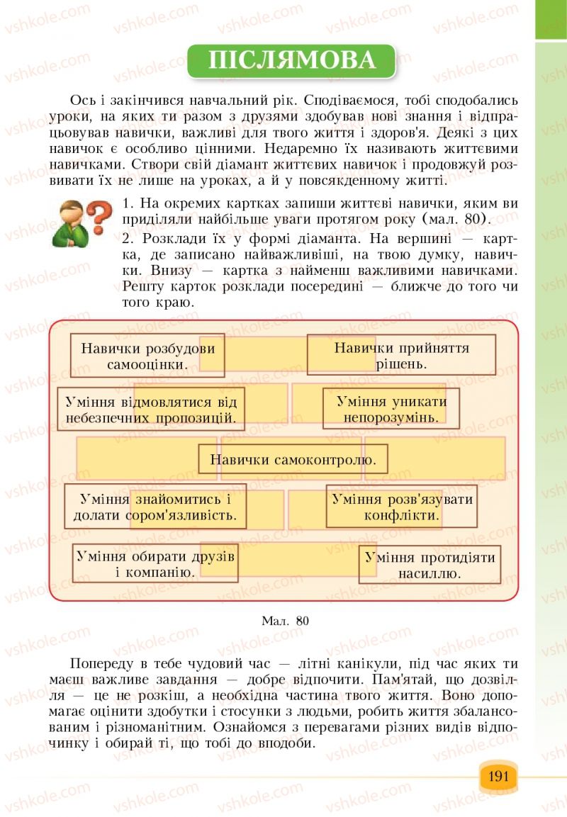 Страница 191 | Підручник Основи здоров'я 6 клас Т.В. Воронцова, В.С. Пономаренко 2006