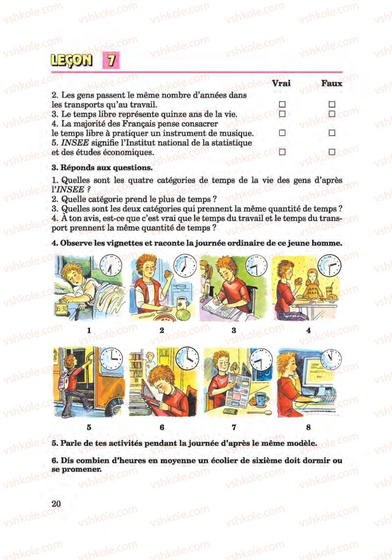 Страница 20 | Підручник Французька мова 6 клас Ю.М. Клименко 2014 Поглиблене вивчення
