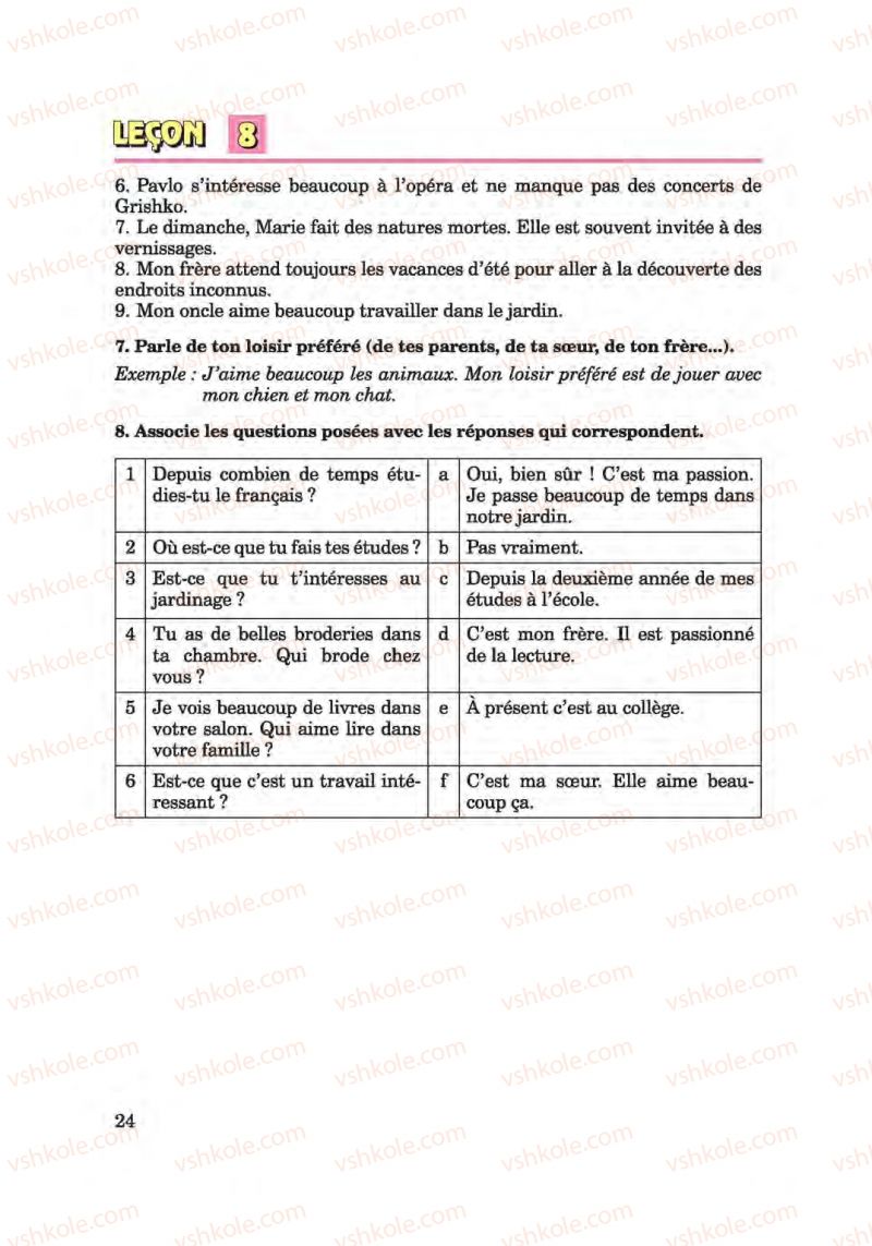 Страница 24 | Підручник Французька мова 6 клас Ю.М. Клименко 2014 Поглиблене вивчення