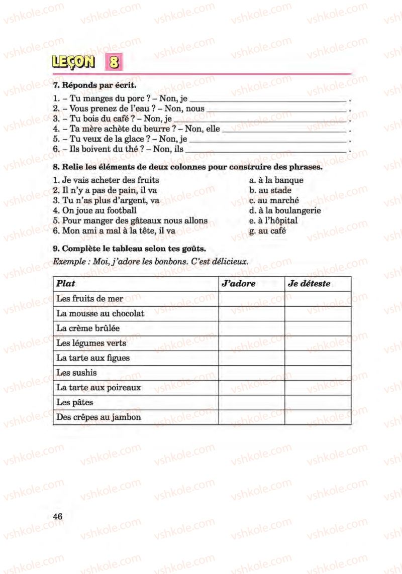 Страница 46 | Підручник Французька мова 6 клас Ю.М. Клименко 2014 Поглиблене вивчення