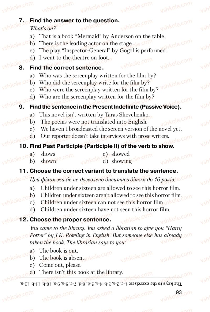Страница 93 | Підручник Англiйська мова 6 клас Т.М. Сірик 2010