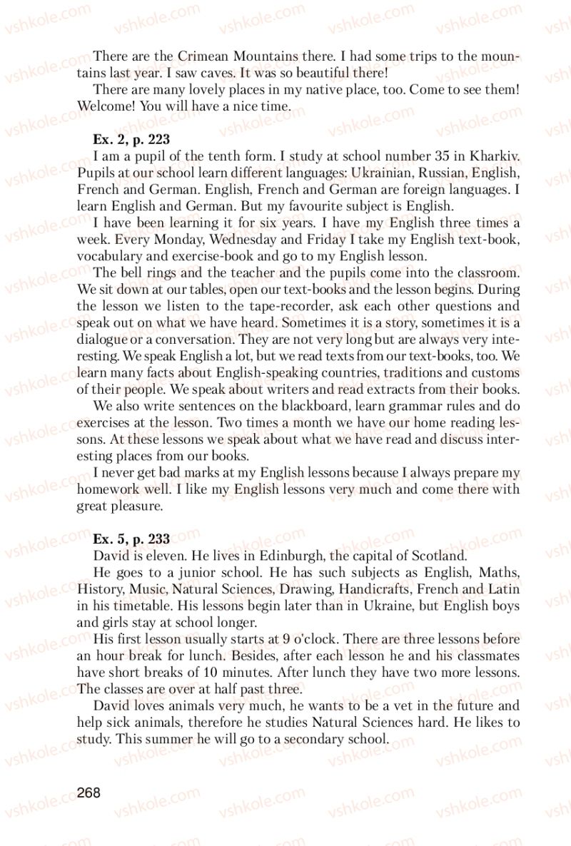 Страница 268 | Підручник Англiйська мова 6 клас Т.М. Сірик 2010