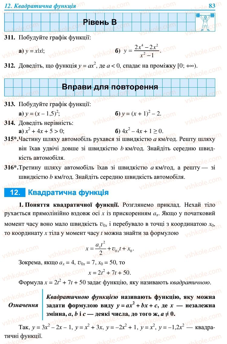 Страница 83 | Підручник Алгебра 9 клас В.Р. Кравчук, Г.М. Янченко, М.В. Підручна 2009