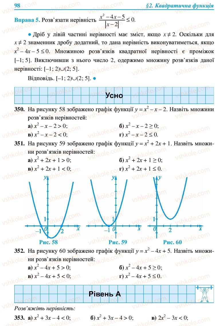 Страница 98 | Підручник Алгебра 9 клас В.Р. Кравчук, Г.М. Янченко, М.В. Підручна 2009