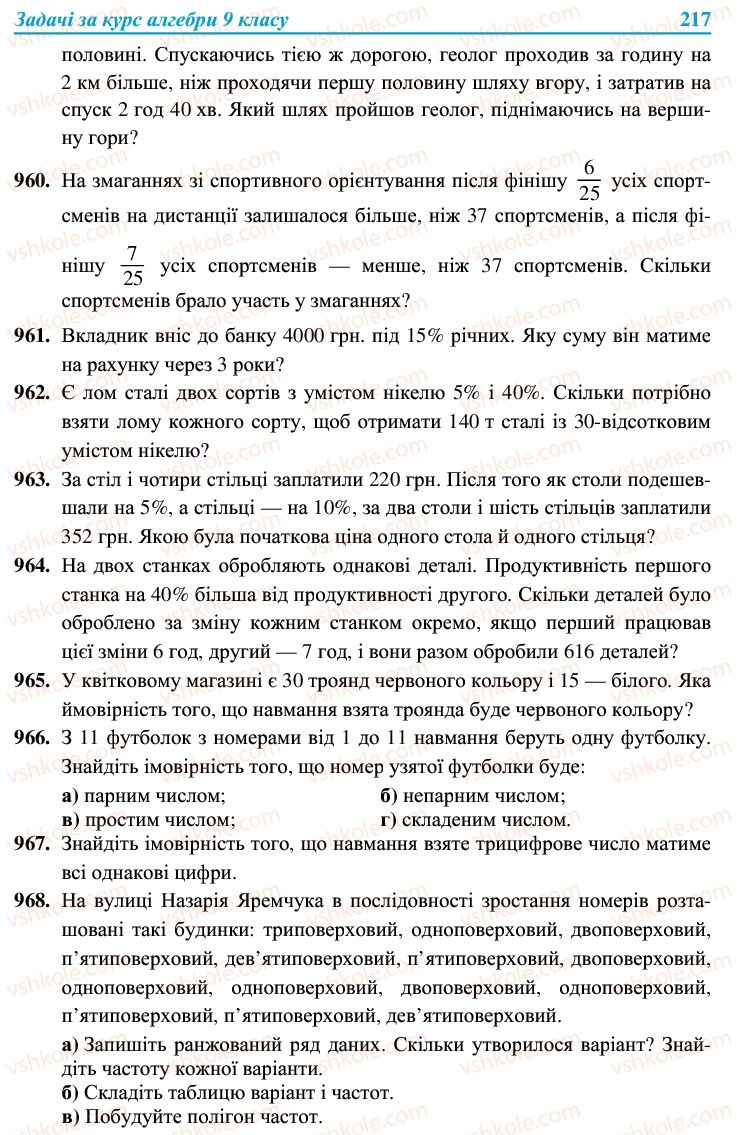 Страница 217 | Підручник Алгебра 9 клас В.Р. Кравчук, Г.М. Янченко, М.В. Підручна 2009