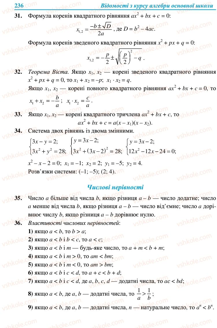 Страница 236 | Підручник Алгебра 9 клас В.Р. Кравчук, Г.М. Янченко, М.В. Підручна 2009