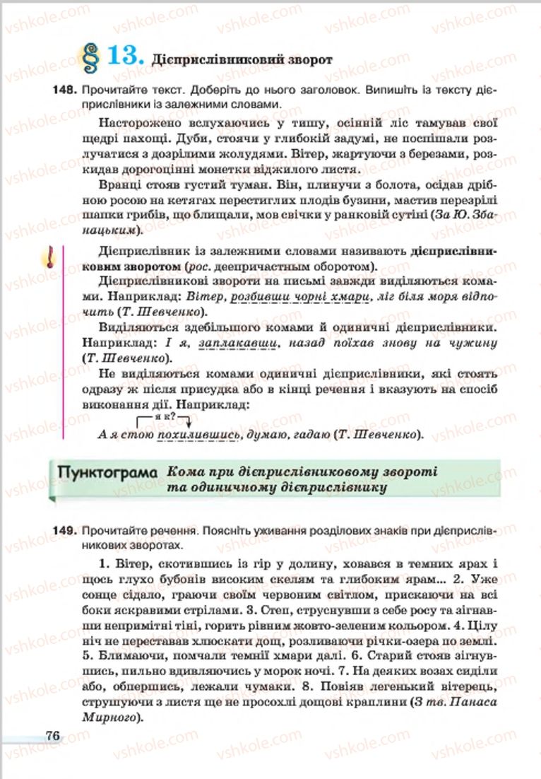 Страница 76 | Підручник Українська мова 7 клас А.А. Ворон, В.А. Солопенко 2015