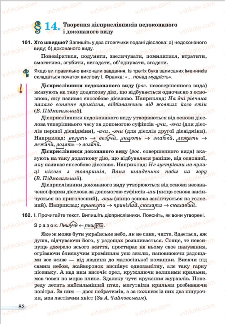 Страница 82 | Підручник Українська мова 7 клас А.А. Ворон, В.А. Солопенко 2015