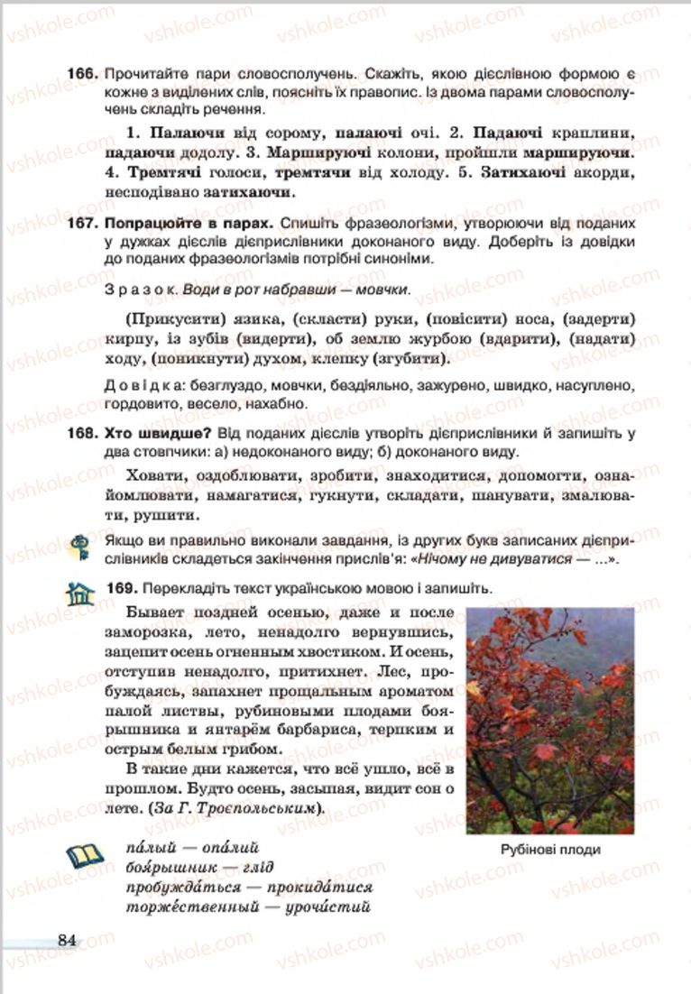 Страница 84 | Підручник Українська мова 7 клас А.А. Ворон, В.А. Солопенко 2015