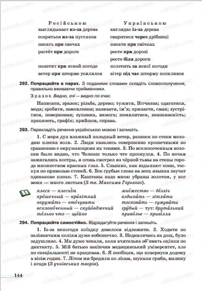 Страница 144 | Підручник Українська мова 7 клас А.А. Ворон, В.А. Солопенко 2015