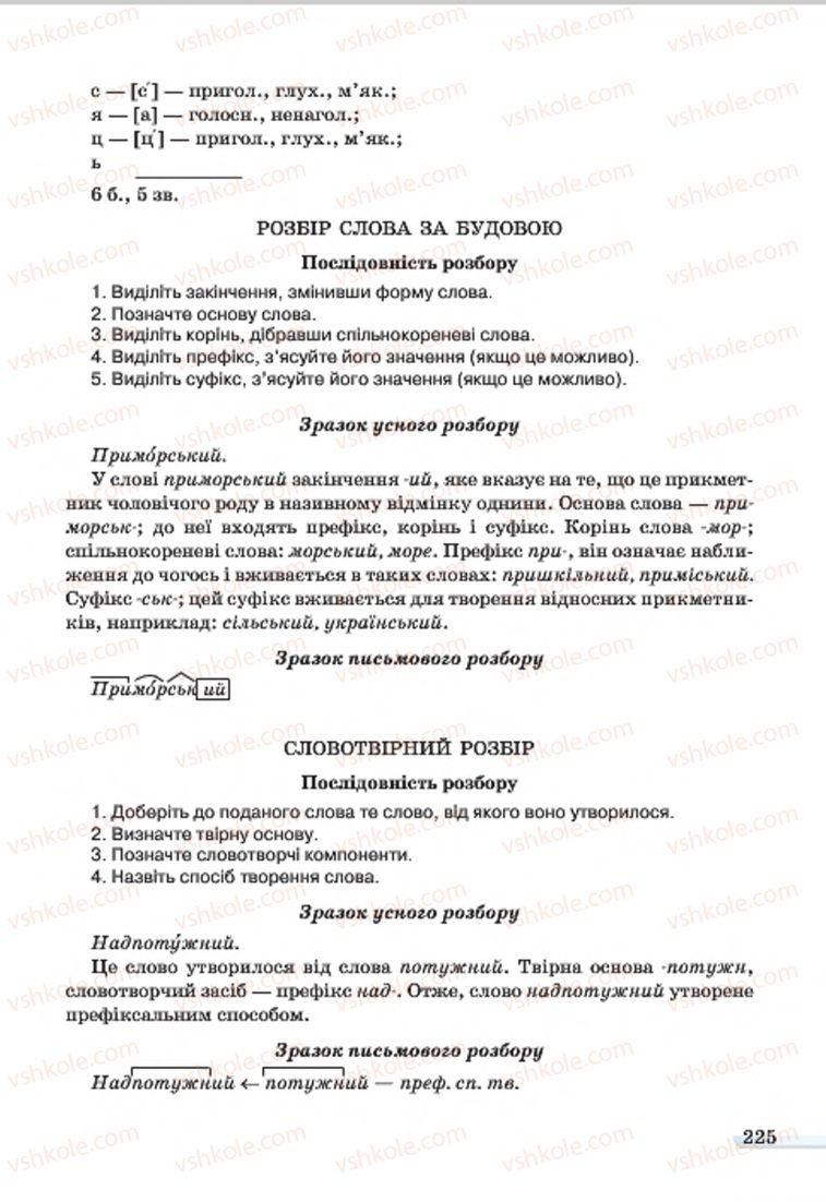 Страница 225 | Підручник Українська мова 7 клас А.А. Ворон, В.А. Солопенко 2015