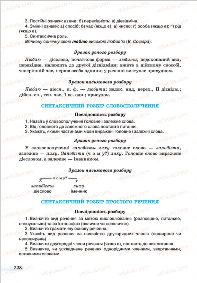 Страница 228 | Підручник Українська мова 7 клас А.А. Ворон, В.А. Солопенко 2015