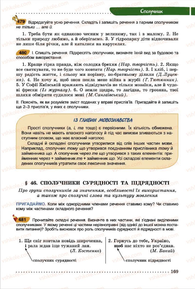 Страница 169 | Підручник Українська мова 7 клас О.В. Заболотний, В.В. Заболотний 2015