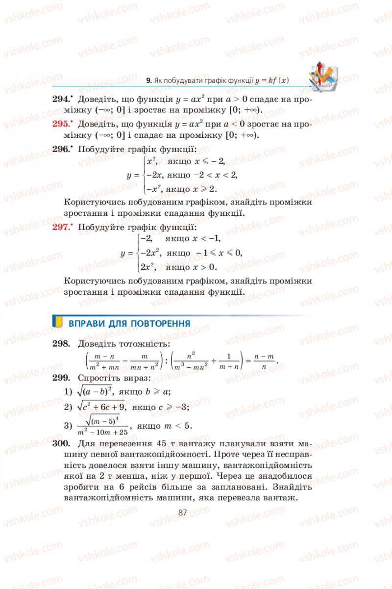 Страница 87 | Підручник Алгебра 9 клас А.Г. Мерзляк, В.Б. Полонський, М.С. Якір 2009