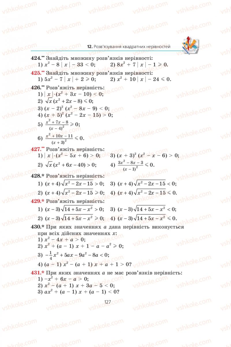 Страница 127 | Підручник Алгебра 9 клас А.Г. Мерзляк, В.Б. Полонський, М.С. Якір 2009