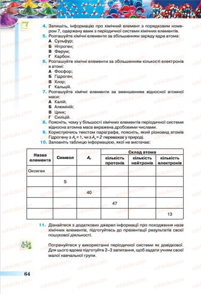 Страница 64 | Підручник Хімія 7 клас О.Г. Ярошенко 2015