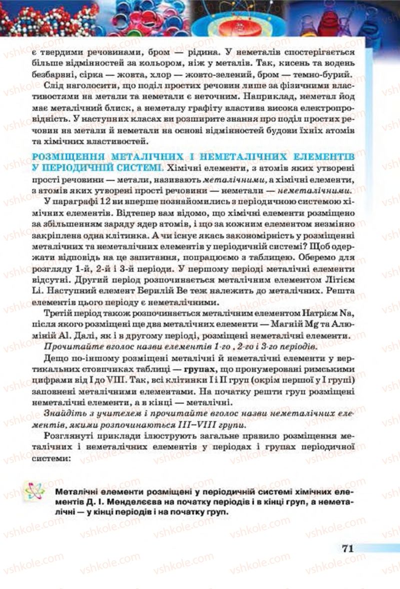 Страница 71 | Підручник Хімія 7 клас О.Г. Ярошенко 2015