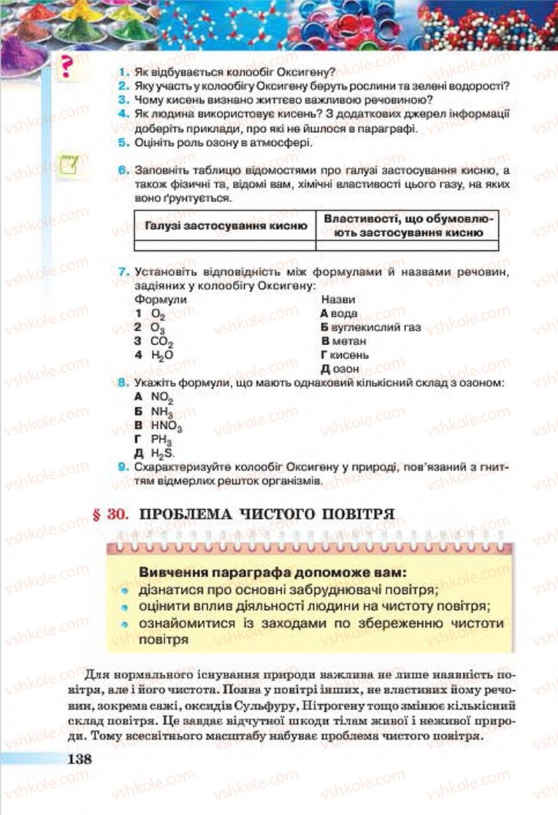 Страница 138 | Підручник Хімія 7 клас О.Г. Ярошенко 2015