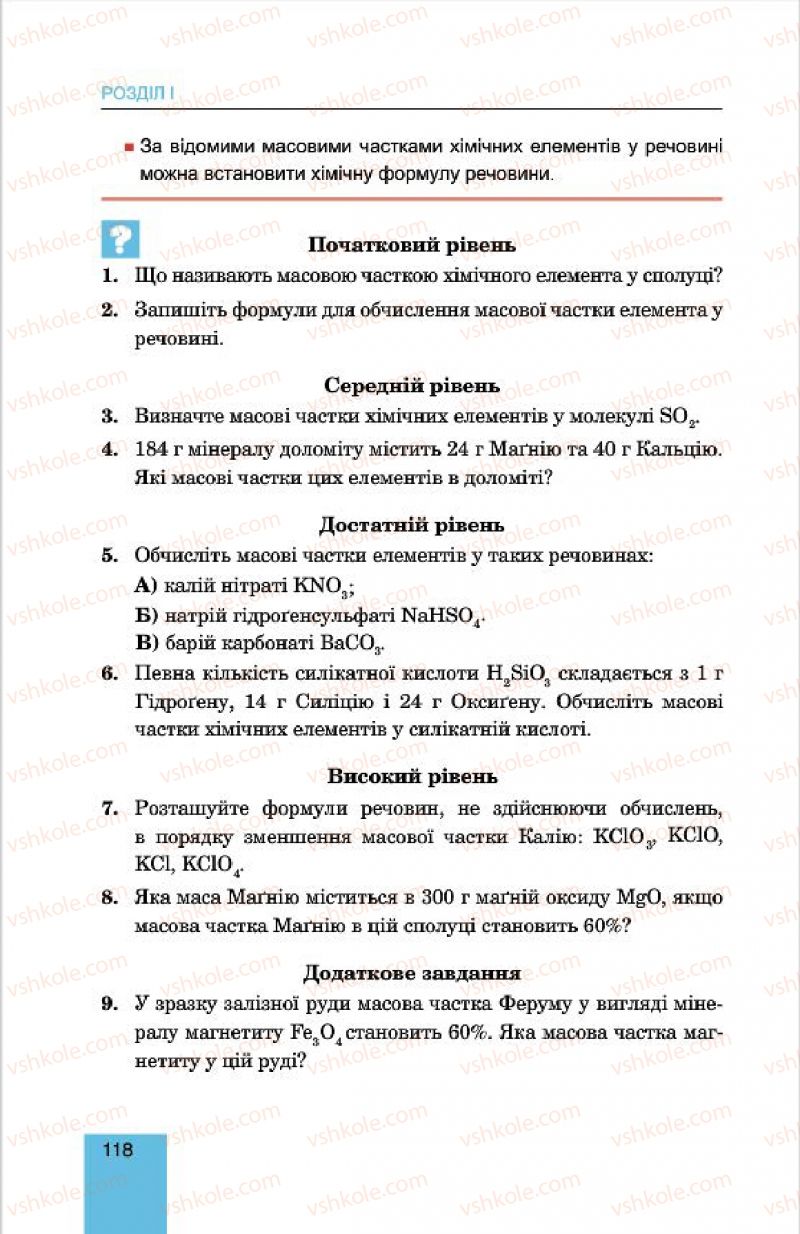Страница 118 | Підручник Хімія 7 клас Л.С. Дячук, М.М. Гладюк 2015
