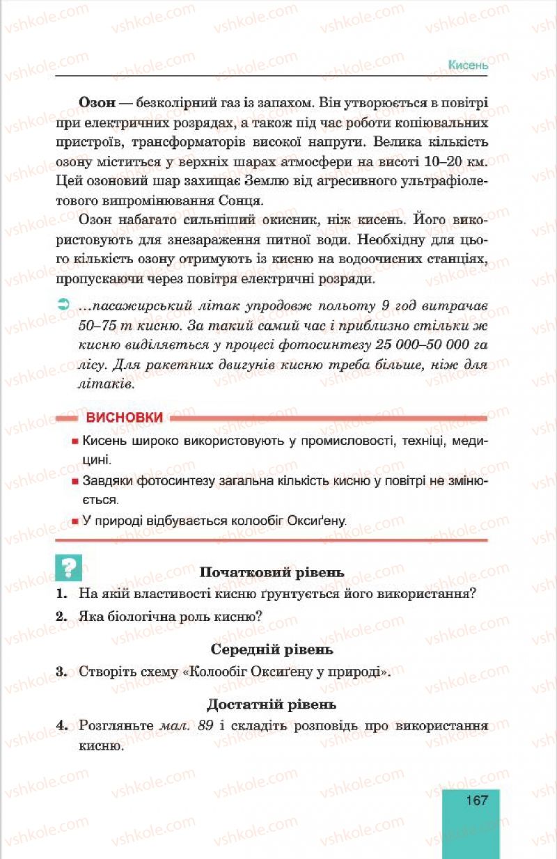 Страница 167 | Підручник Хімія 7 клас Л.С. Дячук, М.М. Гладюк 2015