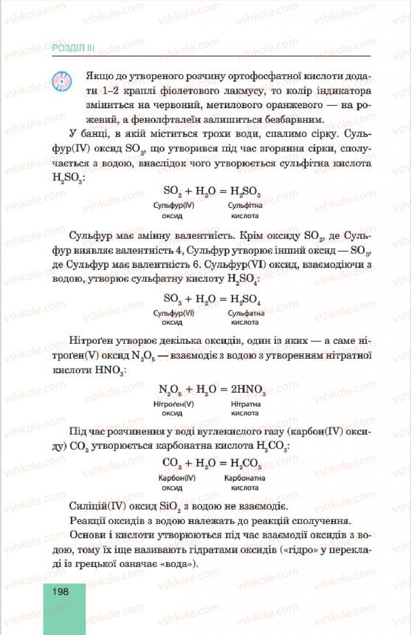 Страница 198 | Підручник Хімія 7 клас Л.С. Дячук, М.М. Гладюк 2015