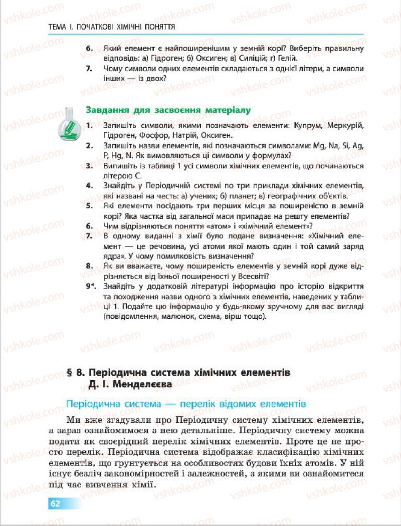 Страница 62 | Підручник Хімія 7 клас О.В. Григорович 2015