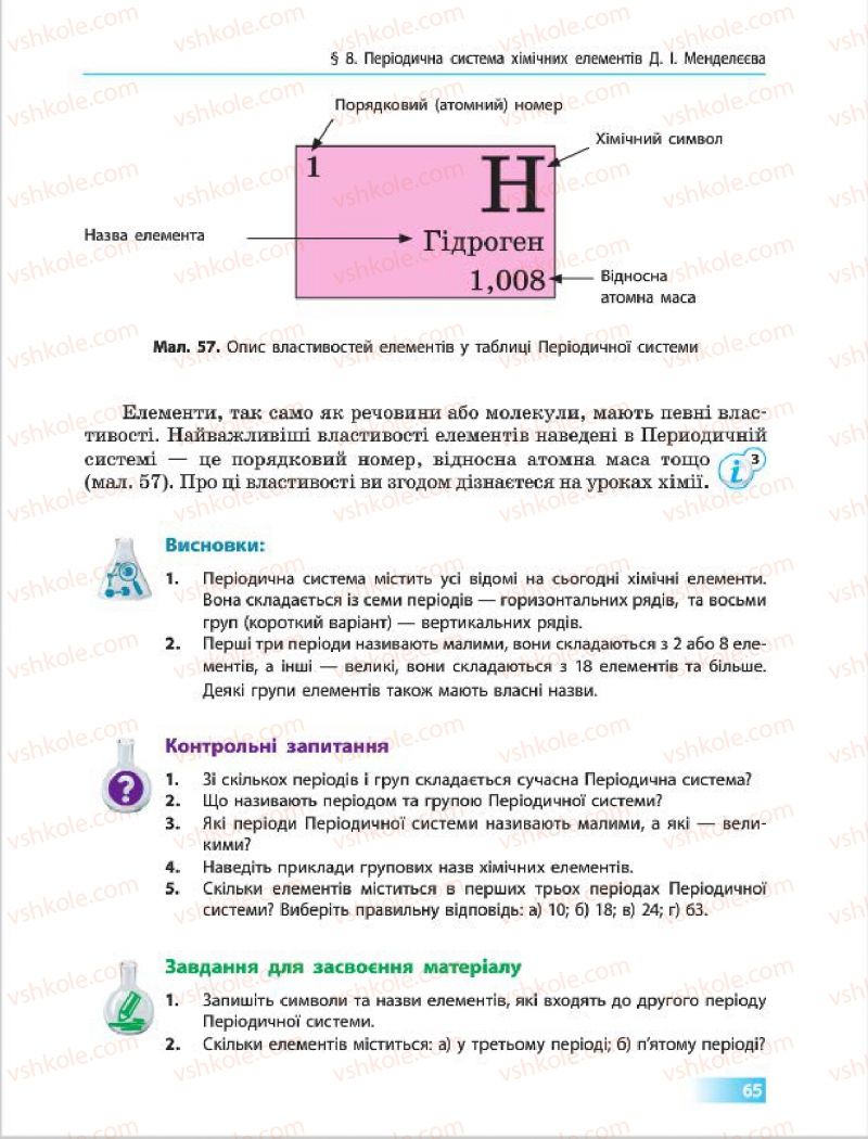 Страница 65 | Підручник Хімія 7 клас О.В. Григорович 2015