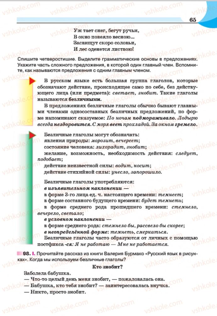 Страница 65 | Підручник Русский язык 7 клас Е.И. Быкова, Л.В. Давидюк, Е.Ф. Рачко 2015