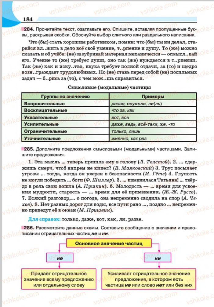 Страница 184 | Підручник Русский язык 7 клас Е.И. Быкова, Л.В. Давидюк, Е.Ф. Рачко 2015