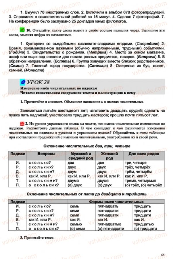 Страница 65 | Підручник Русский язык 7 клас В.А. Корсаков, О.К. Сакович 2015 3 год обучения