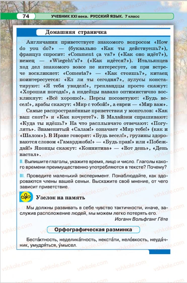 Страница 74 | Підручник Русский язык 7 клас Л.В. Давидюк, В.И. Стативка 2015 7 год обучения
