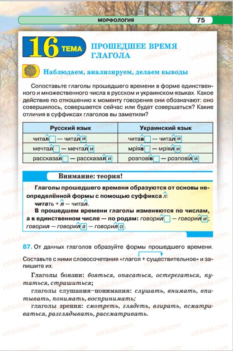 Страница 75 | Підручник Русский язык 7 клас Л.В. Давидюк, В.И. Стативка 2015 7 год обучения
