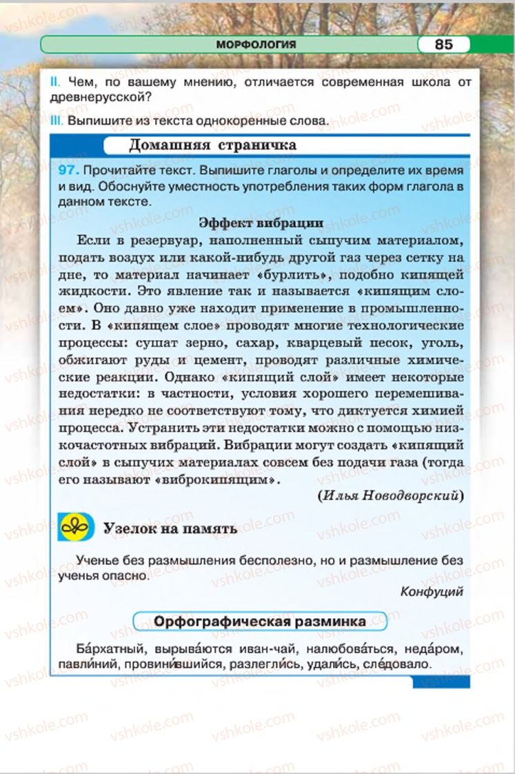 Страница 85 | Підручник Русский язык 7 клас Л.В. Давидюк, В.И. Стативка 2015 7 год обучения
